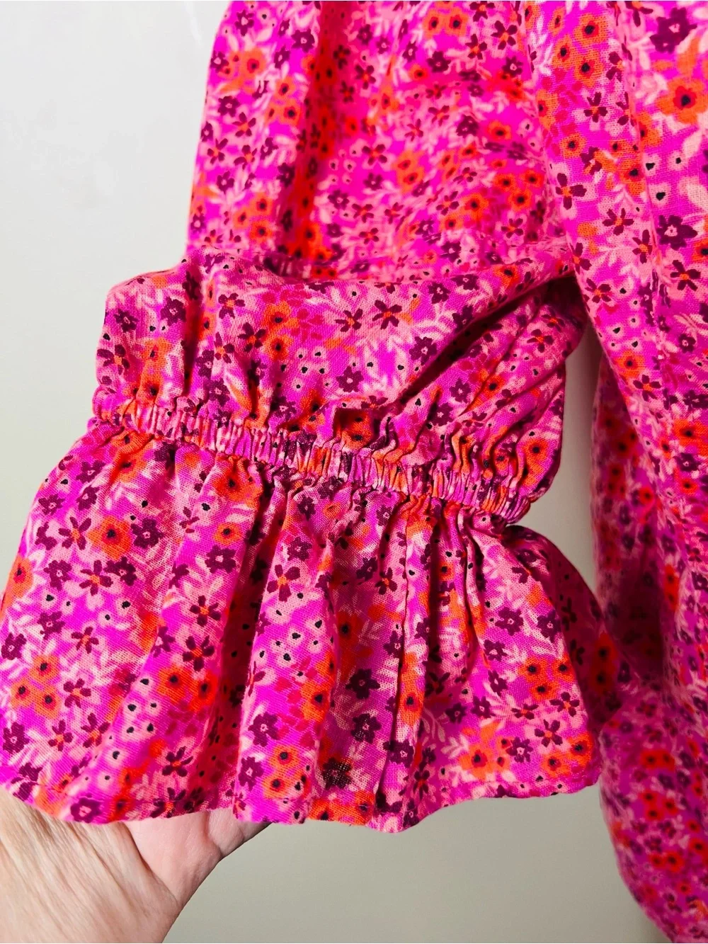 Free People I Found You Pink Floral Blouse L (Fits Smaller)
